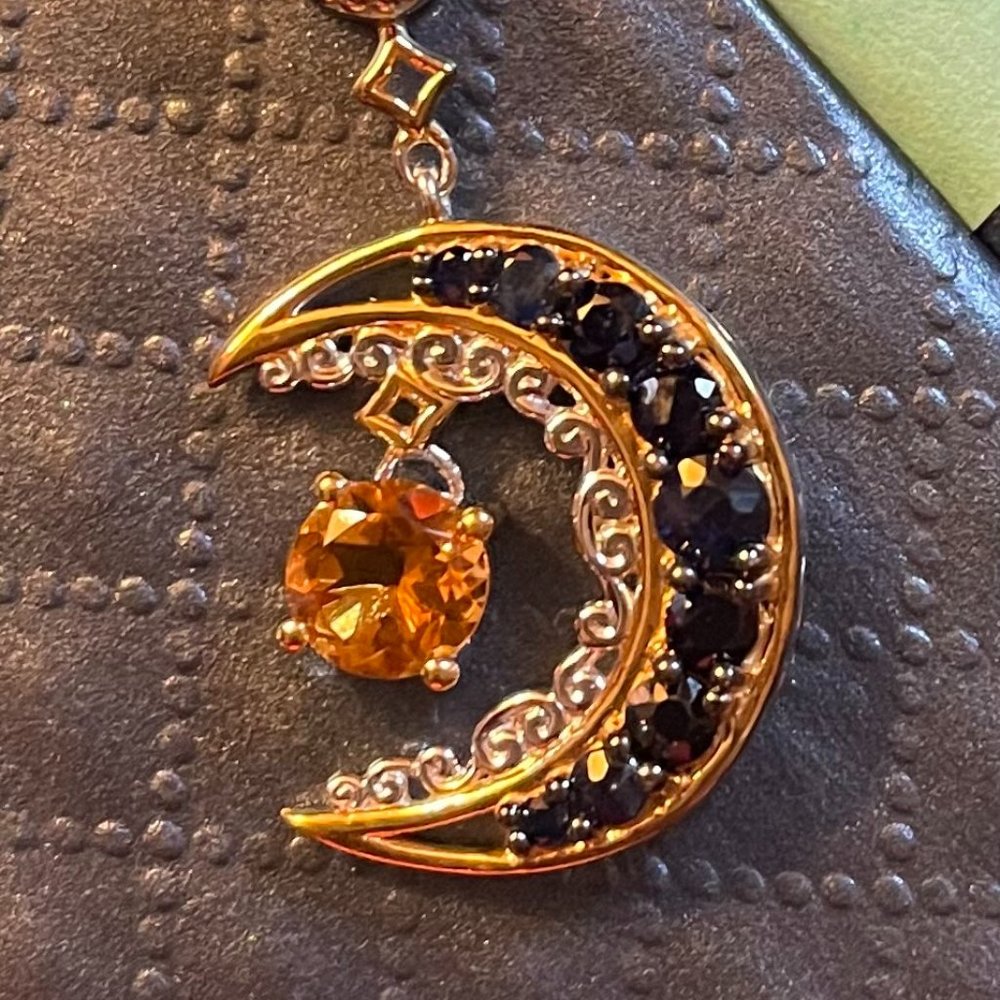 Gems en Vogue 1.25ctwCitrine Crescent Moon  Pendant